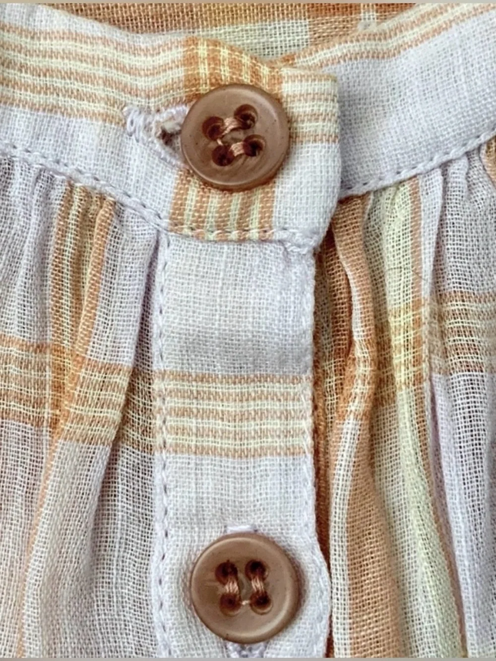 ULLA JOHNSON Nour Blouse Plaid Button-Down Plaid Pink Orange Size 2